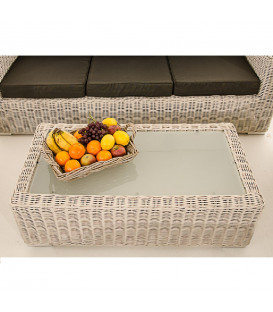 MADRIDA - sofa bord - hvid fletet