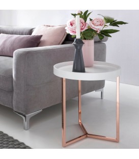 LISA Copper  White- Hjørnebord - Ø40 cm