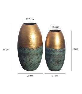 PATINA - vase sæt - To eksklusive håndlavede vaser fra PATINA-serien i et moderne design, udført i gyldne nuancer med en karakte